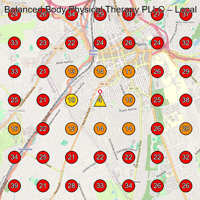 Balanced Body Physical Therapy PLLC GeoGrid visibility map for Physical Therapy Clinic in White Plains